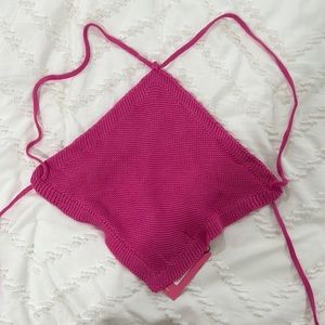 Pink crochet crop top